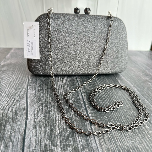 Gunmetal Clutch, with Shoulder Chain, fits IPhone - Picture 3 of 7
